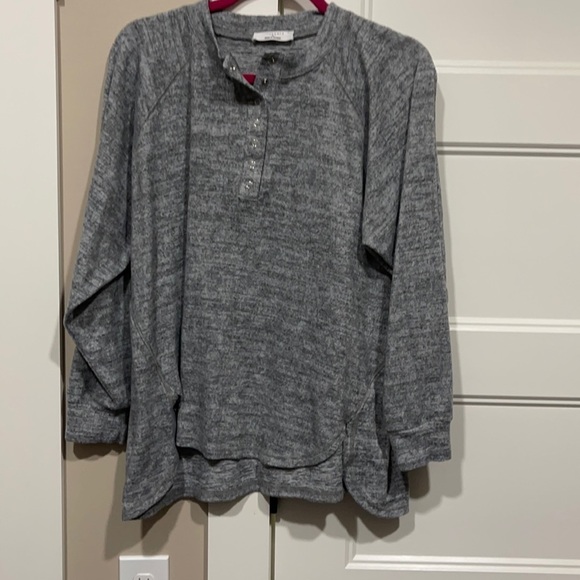 Zenana Fleece heathered gray Boutique pullover top Sz L. Like New Condition. - Picture 1 of 5